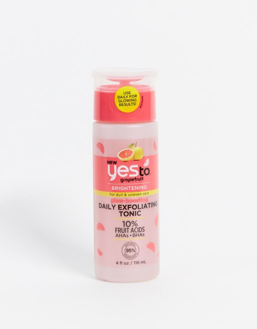 Tónico exfoliante iluminador de pomelo con un 10% de ácidos de frutas de Yes to