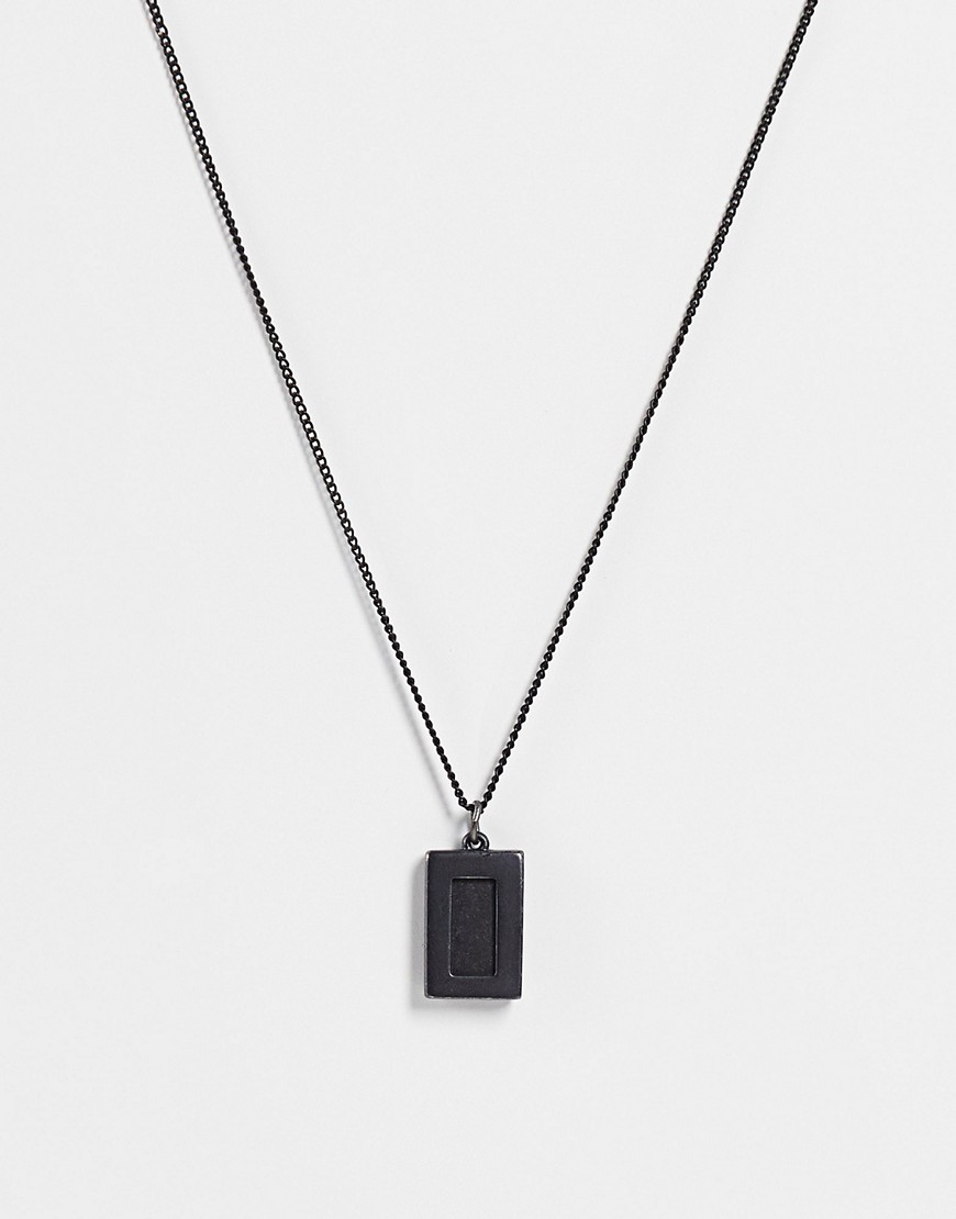 Тонкая цепочка черного матового цвета толщиной 1 мм с подвеской из черного агата ASOS DESIGN-Черный цвет