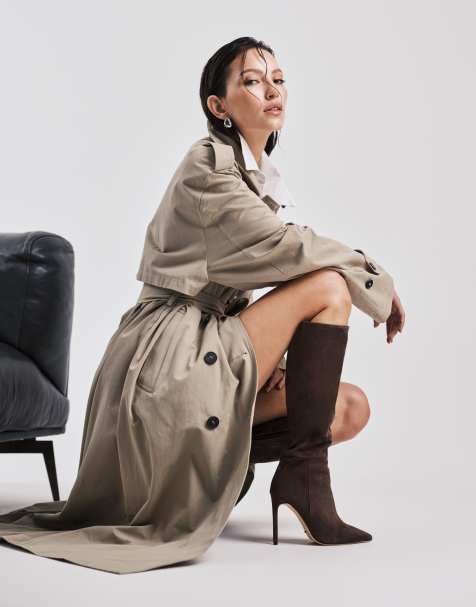 Tony Bianco Apollo1 pointed toe heeled knee boots in expresso suede - view 1