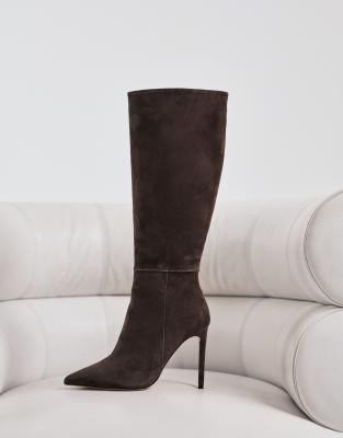 Tony Bianco Apollo1 Pointed Toe Heeled Knee Boots In Gray
