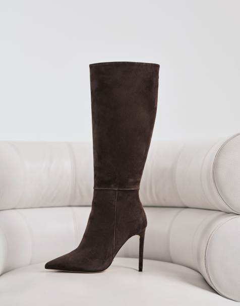Tony Bianco Apollo1 pointed toe heeled knee boots in expresso suede - view 1
