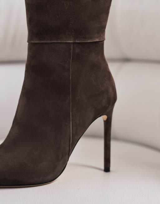 Tony Bianco Apollo1 pointed toe heeled knee boots in expresso suede, 4 of 4