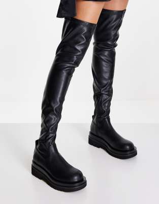 Tony Bianco Bellair flat over the knee boots in black