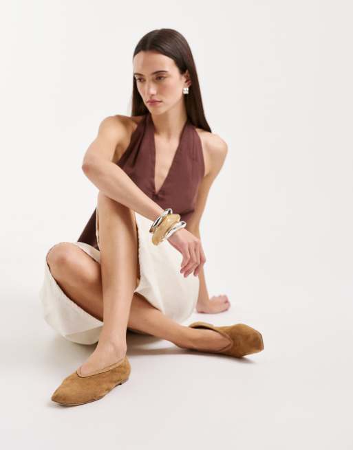 Tony Bianco - Bianca - Ballerina's van suède in taupe, 4 van 5