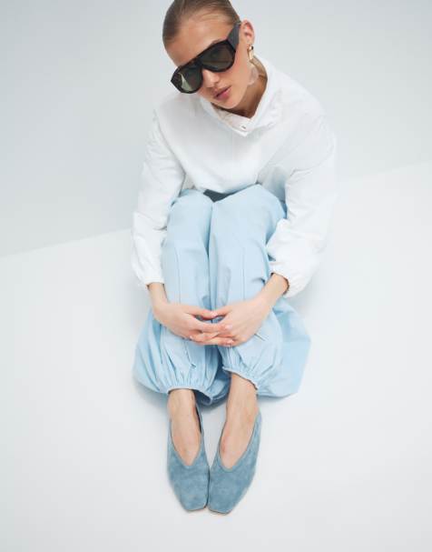 Tony Bianco - Bianca - Ballerine in camoscio blu denim - view 1