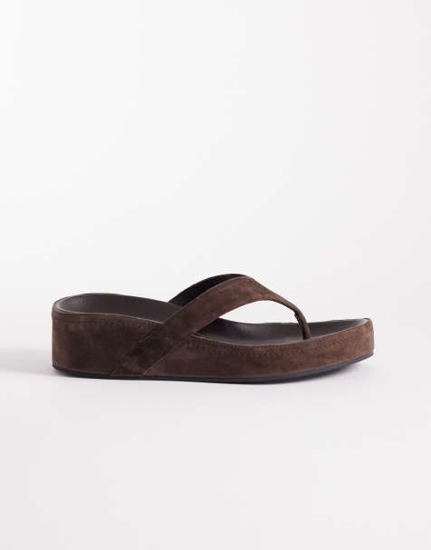 Tony Bianco Blaire real suede flip flops in espresso - view 1