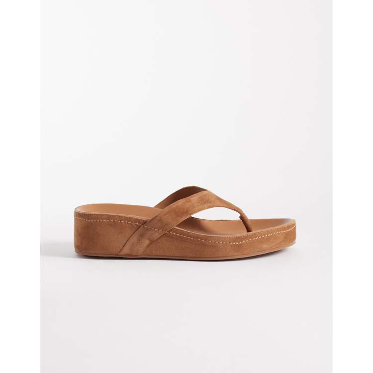 Tony Bianco Blaire real suede flip flops in taupe | ASOS