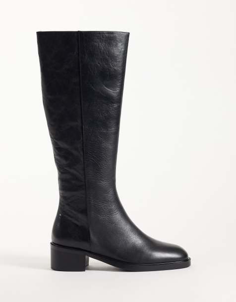 Tony Bianco botas por la rodilla tipo pull on en piel encerada negra - view 1