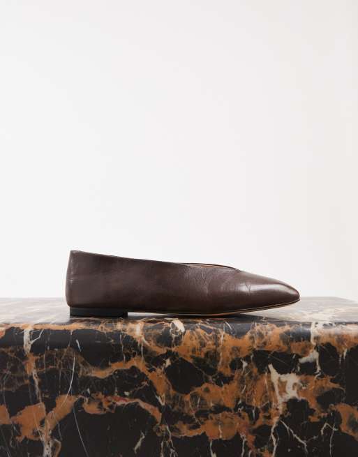 Tony Bianco Brash square toe ballet flats in chocolate vintage leather, 3 of 5