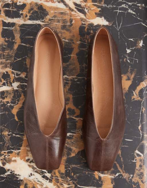 Tony Bianco Brash square toe ballet flats in chocolate vintage leather, 5 of 5