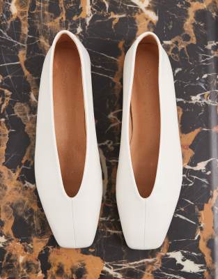 Tony Bianco Brash Square Toe Ballet Flats In White