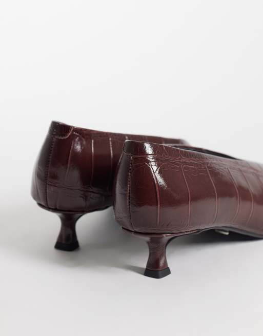Tony Bianco Cherry kitten heel court shoes in vino croc, 3 of 4