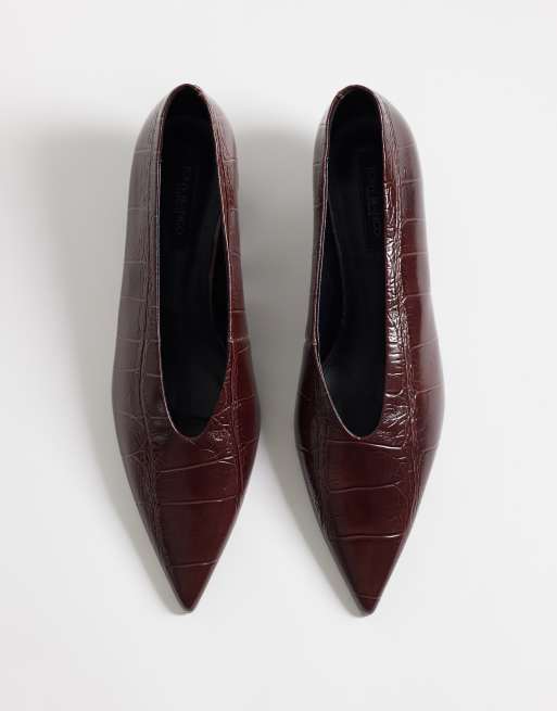 Tony Bianco Cherry kitten heel court shoes in vino croc, 4 of 4