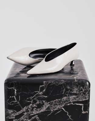 Tony Bianco Cherry Pointed Toe Kitten Heel Pump In White