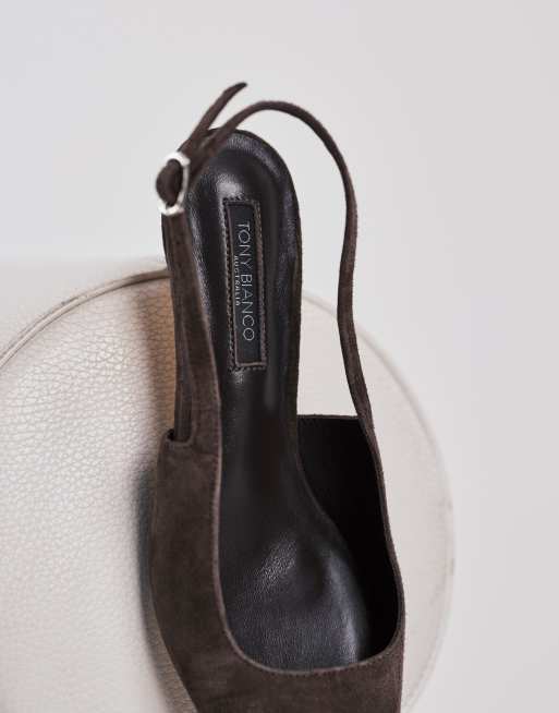Tony Bianco Crush kitten heel slingback shoes in expresso suede, 4 of 4