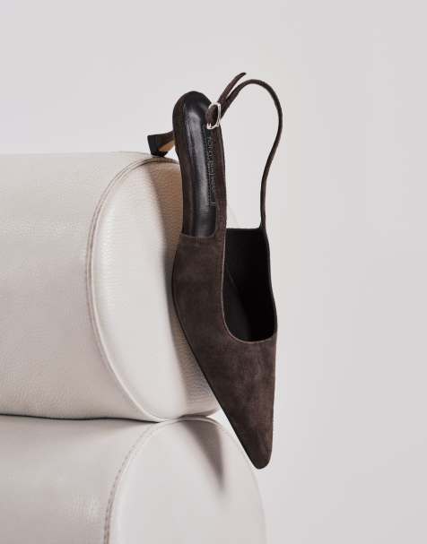 Tony Bianco - Crush - Slingbacks van suède met kittenhak in espresso - view 1