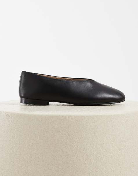 Tony Bianco Cuba round toe ballet flats in black leather - view 1