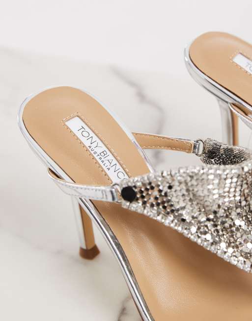 Tony Bianco - Demure - Sandali infradito color argento con decorazioni , 3 di 4