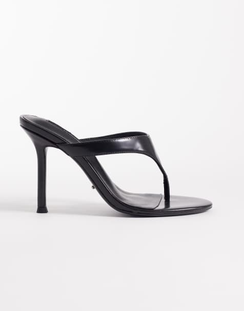 Tony Bianco Dynasty toe thong heeled sandals in black - view 1