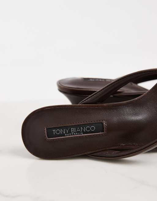 Tony Bianco Edgy heeled wedge sandals in chocolate, 3 of 4