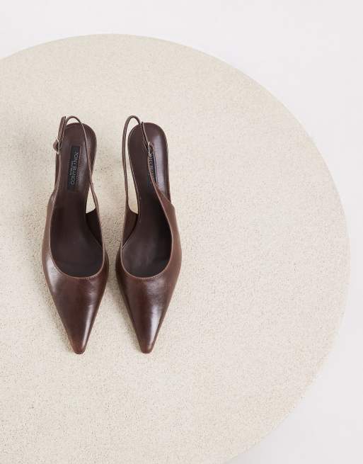 Tony Bianco escarpins slingback à talon en cuir vintage chocolat, 2 de 4