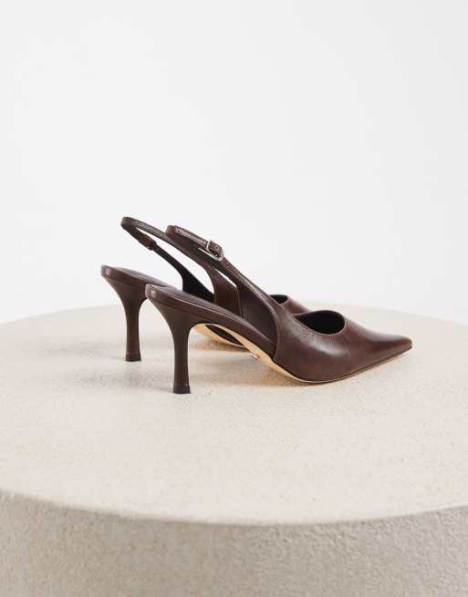 Tony Bianco escarpins slingback à talon en cuir vintage chocolat, 3 de 4