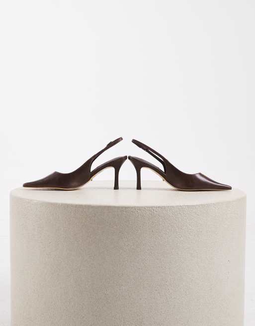 Tony Bianco escarpins slingback à talon en cuir vintage chocolat, 4 de 4