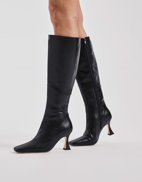 Tony Bianco Fantasy heeled knee boots in black leather - view 1