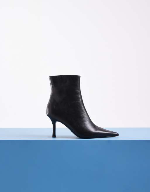 Tony Bianco Fomo square toe heeled ankle boots in black leather, 2 of 4
