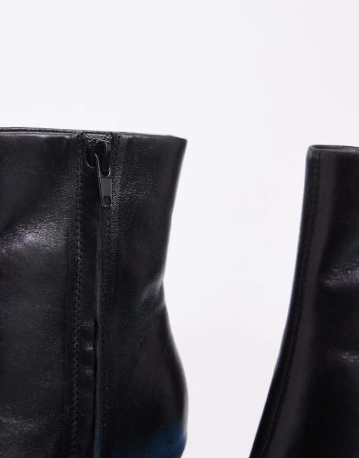Tony Bianco Fomo square toe heeled ankle boots in black leather, 4 of 4