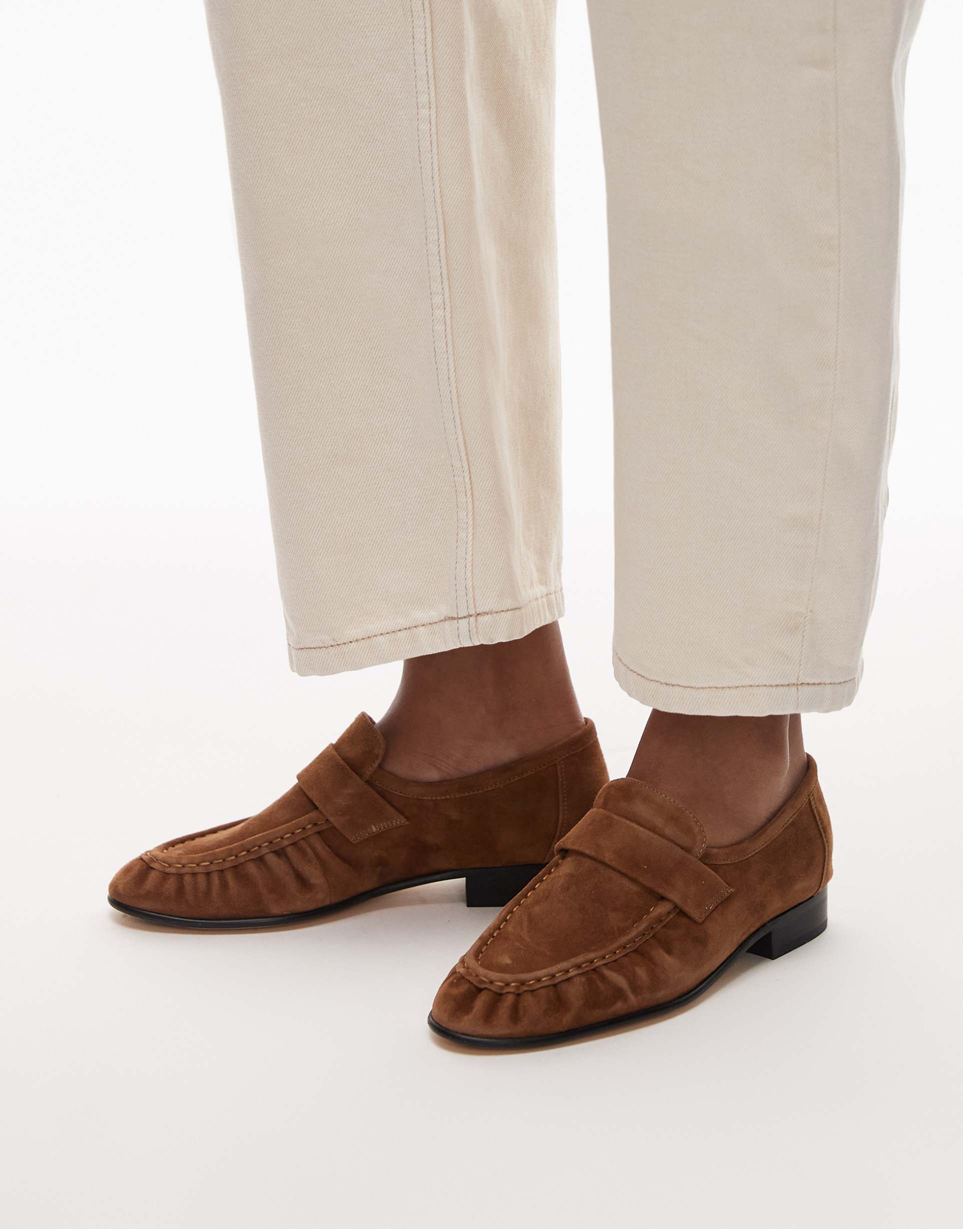 tony bianco gatsby suede loafers in taupe