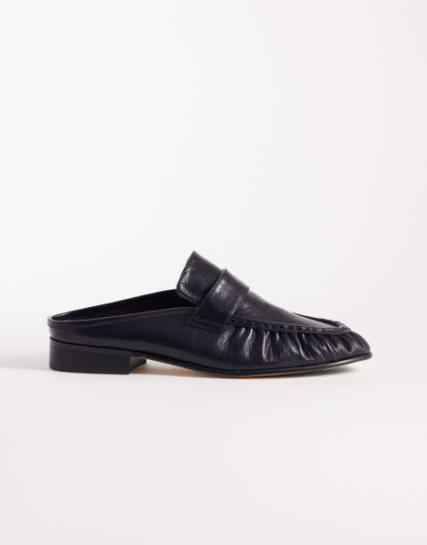 Tony Bianco Glacier loafer mules in black leather - view 1