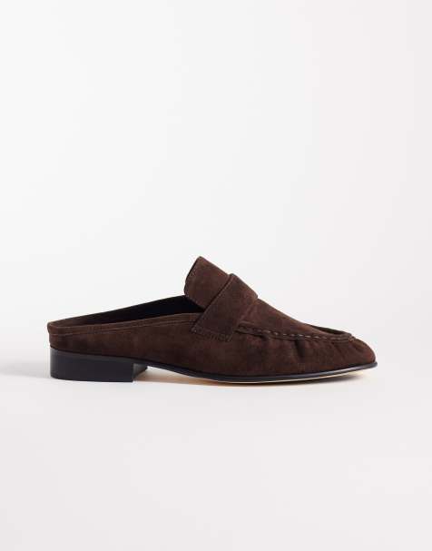 Tony Bianco Glacier loafer mules in chocolate leather - view 1