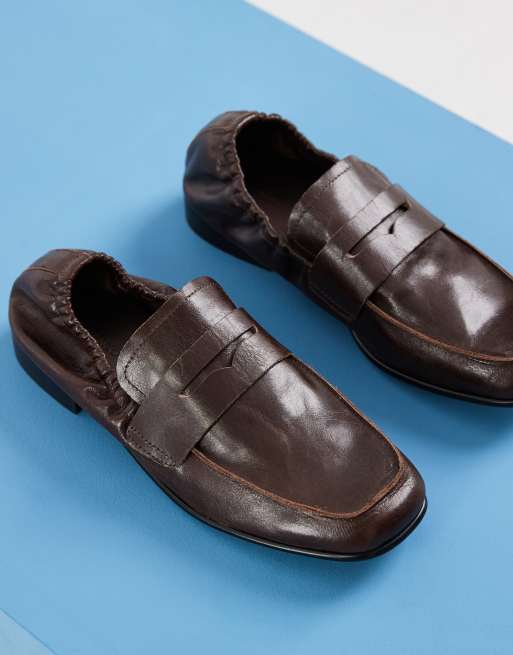 Tony Bianco Gloria square toe loafers in chocolate vintage leather, 4 of 4