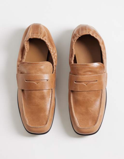 Tony Bianco Gloria square toe loafers in tan vintage leather, 3 of 4