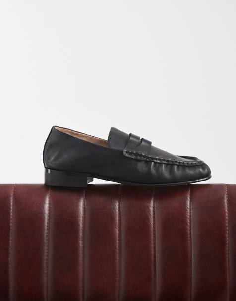 Tony Bianco Gomez square toe loafers in black leather - view 1