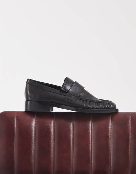 Tony Bianco Grand square toe loafers in black leather - view 1