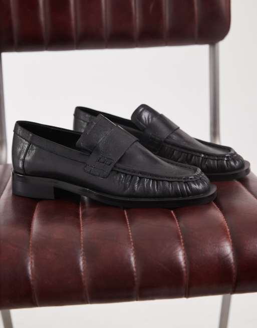 Tony Bianco Grand square toe loafers in black leather, 2 of 4
