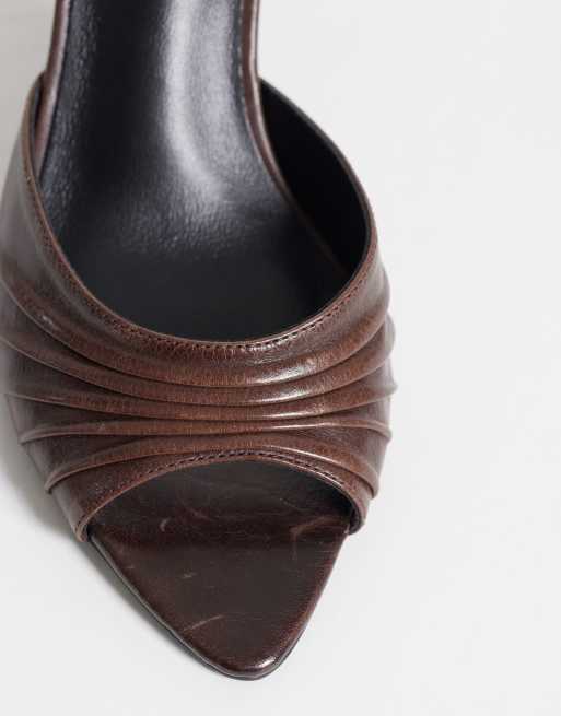 Tony Bianco Hipe heeled mule sandals in chocolate leather, 2 of 4