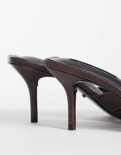 Tony Bianco Hipe heeled mule sandals in chocolate leather, 3 of 4