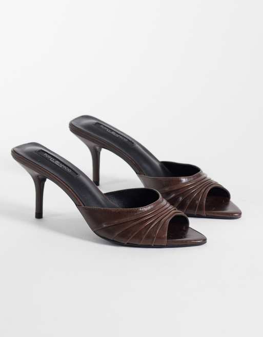 Tony Bianco Hipe heeled mule sandals in chocolate leather, 4 of 4