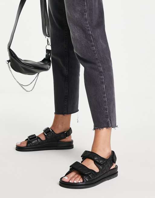 Tony Bianco Hiranni grandad sandals in black leather ASOS