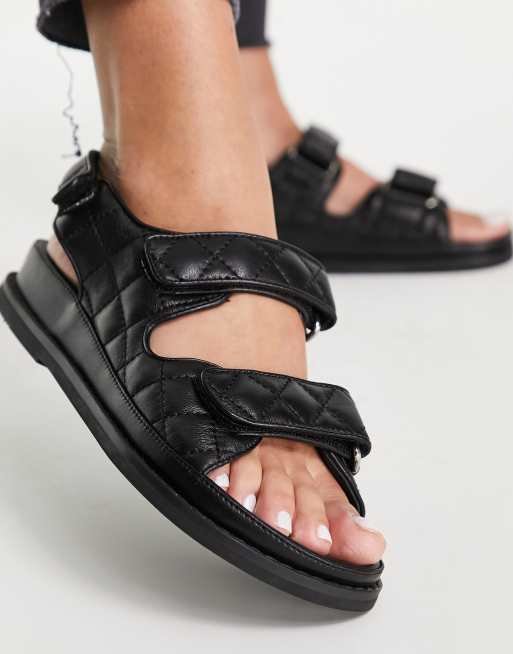 Tony Bianco Hiranni grandad sandals in black leather ASOS