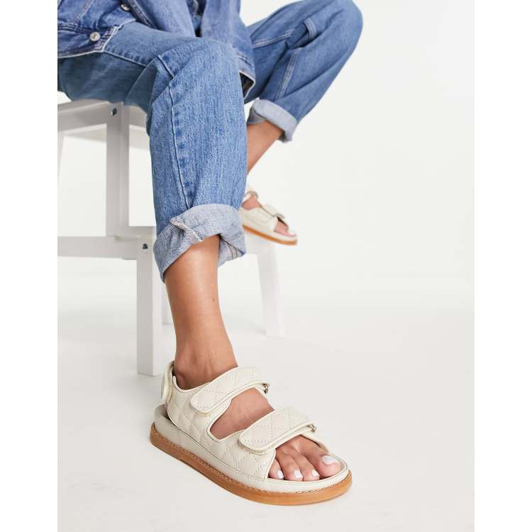 Tony Bianco - Hiranni - Opa-sandalen van leer in vanillekleur | ASOS