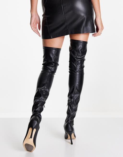 Heeled Boots Monki Ellen Faux Leather Block Heel In White Tony