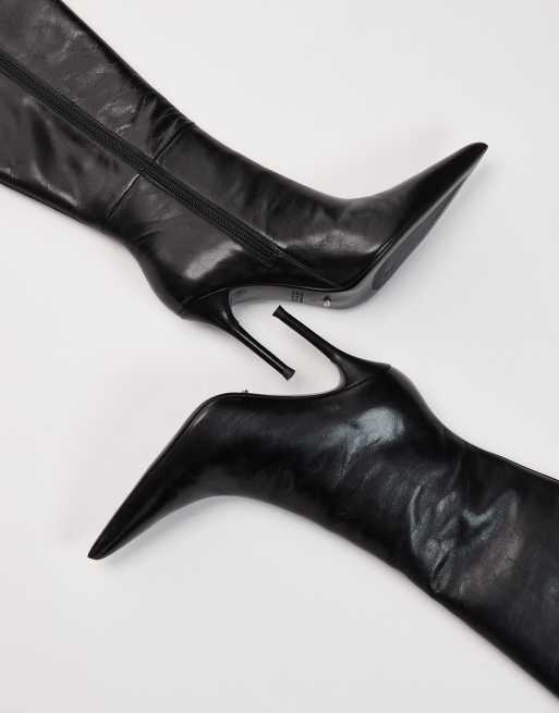 Tony Bianco Iziaa pointed toe heeled knee boots in black leather, 2 of 4