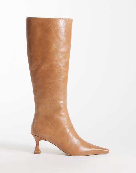 Tony Bianco Jaq bottes montantes à talon en cuir vintage camel - view 1