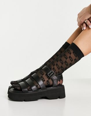 Tony Bianco Jaya chunky sandals in black leather