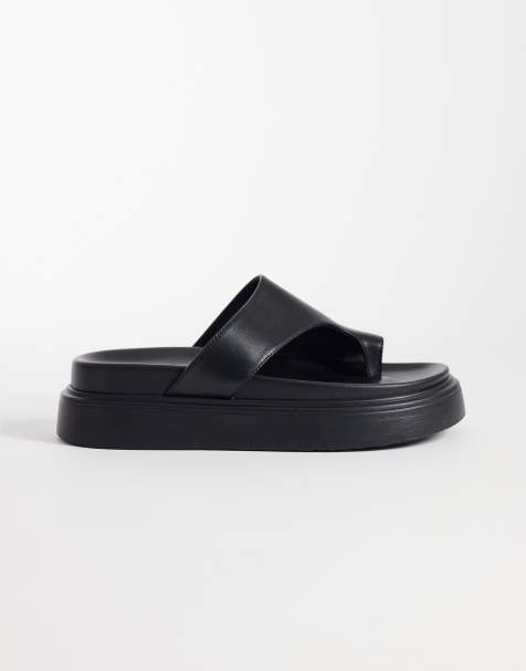 Tony Bianco Jazzy flat sandals in black leather - view 1