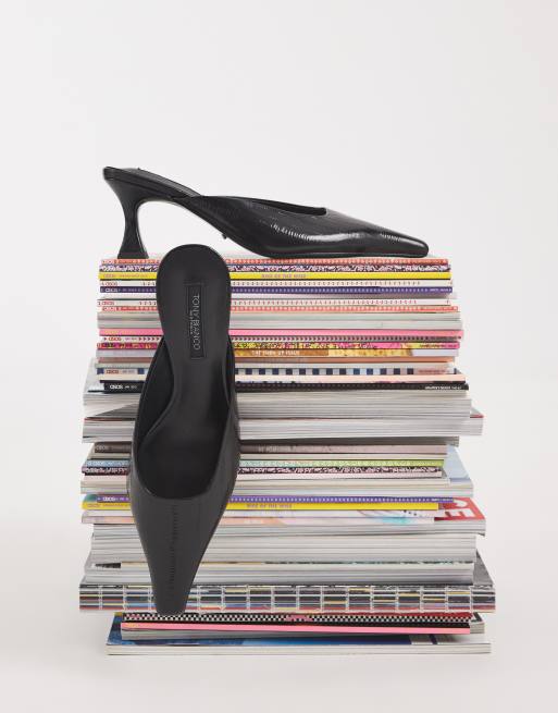 Tony Bianco Juniper heeled mules in black anguille leather, 2 of 4